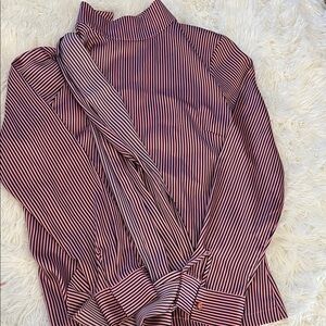 Ted Baker pink and navy Striped Long Sleeve Women's Top with scarf